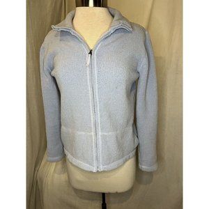 J. JILL Women's Cardigan Zip up Sweater Size X Small Lt Blue Long Sleeve Pockets